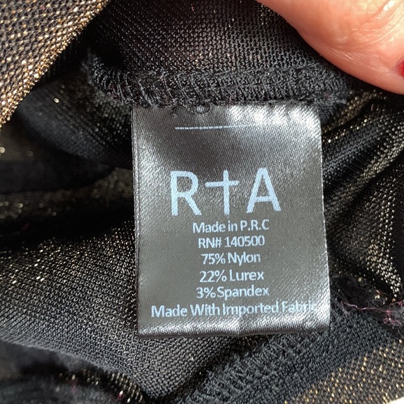 R+A STRIPED BLACK GOLD BLOUSE XS - Picture 4 of 7